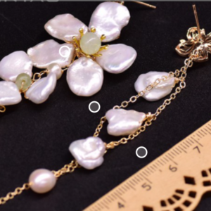 Exclusive Drop Earrings, Natural Fresh Water Pearl, Flower Long Tassel Dangle Earrings. AAA Quality Pearls