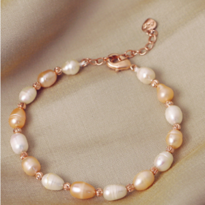 Golden and White Freshwater Baroque Pearl Bracelets (18k gold plated) AAA Quality Pearls